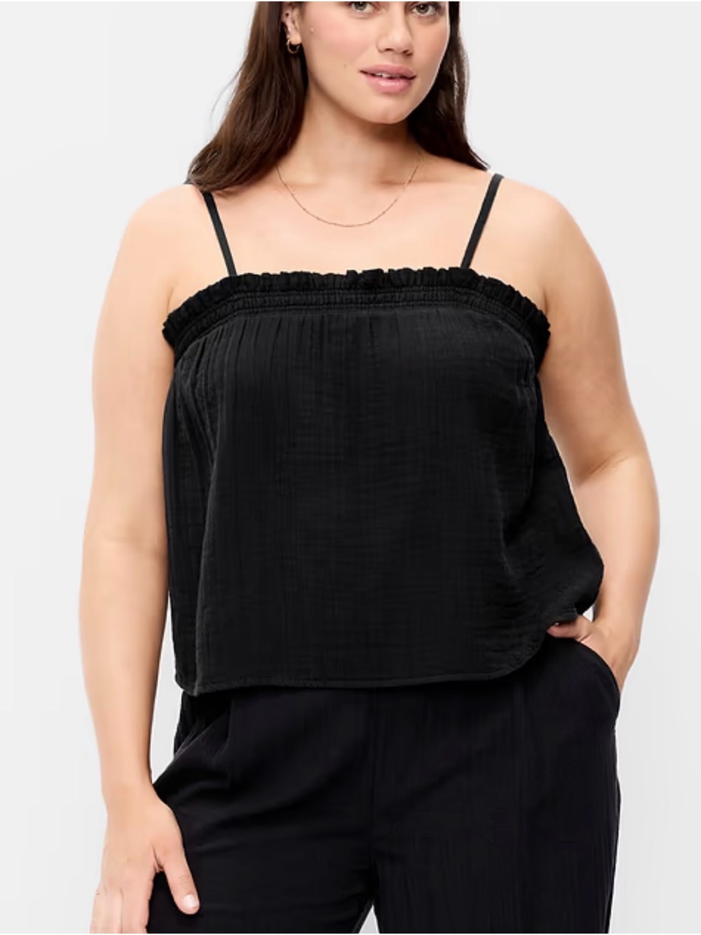 Old Navy Crinkle Gauze Tank Top Black Small NWT IN PACKAGE